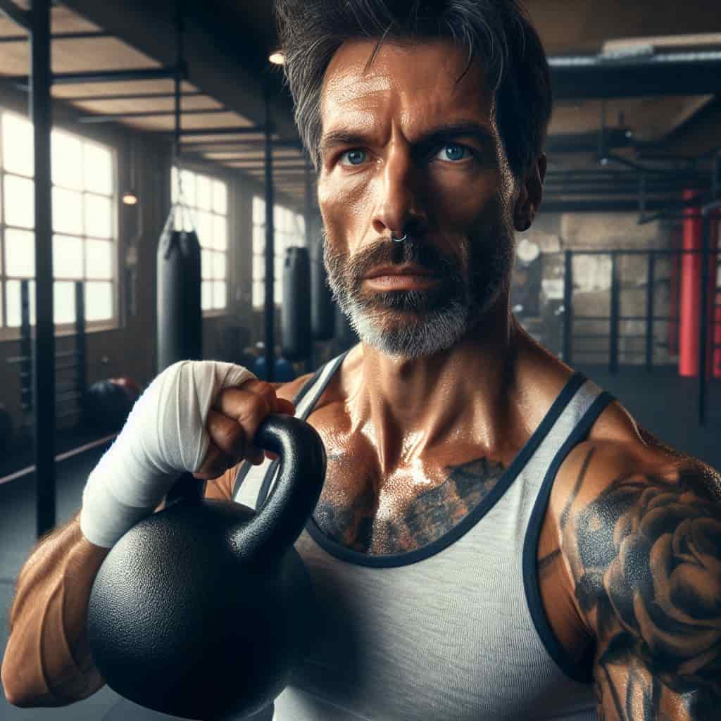 Boxeo y kettlebell pesa rusa MMA, artes marciales, deportes contacto